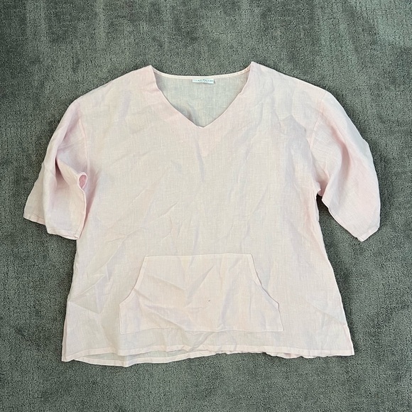 Bryn Walker Pink 1/2 Sleeve Linen Tunic Top - Picture 1 of 5